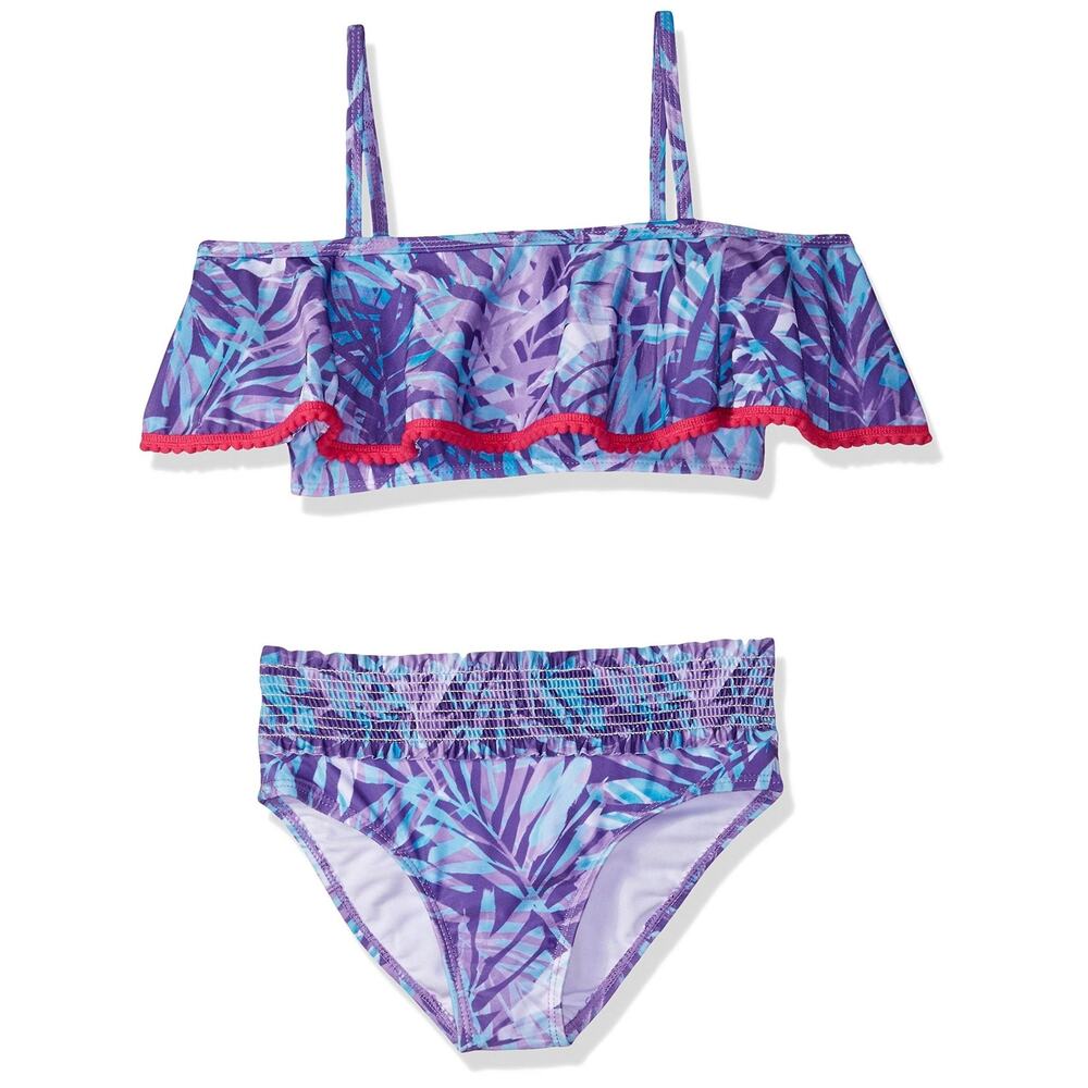 Jantzen Girls Two Piece Tropicana Pompom Bikini Multi Size 6